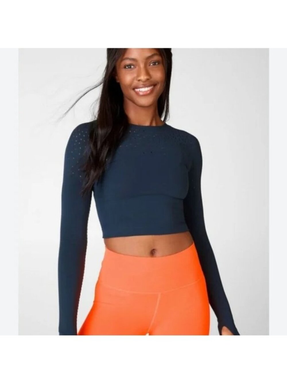 Fabletics Top Size Large Ombre Sculptknit Long Sleeve Moisture Wicking Yoga NEW
